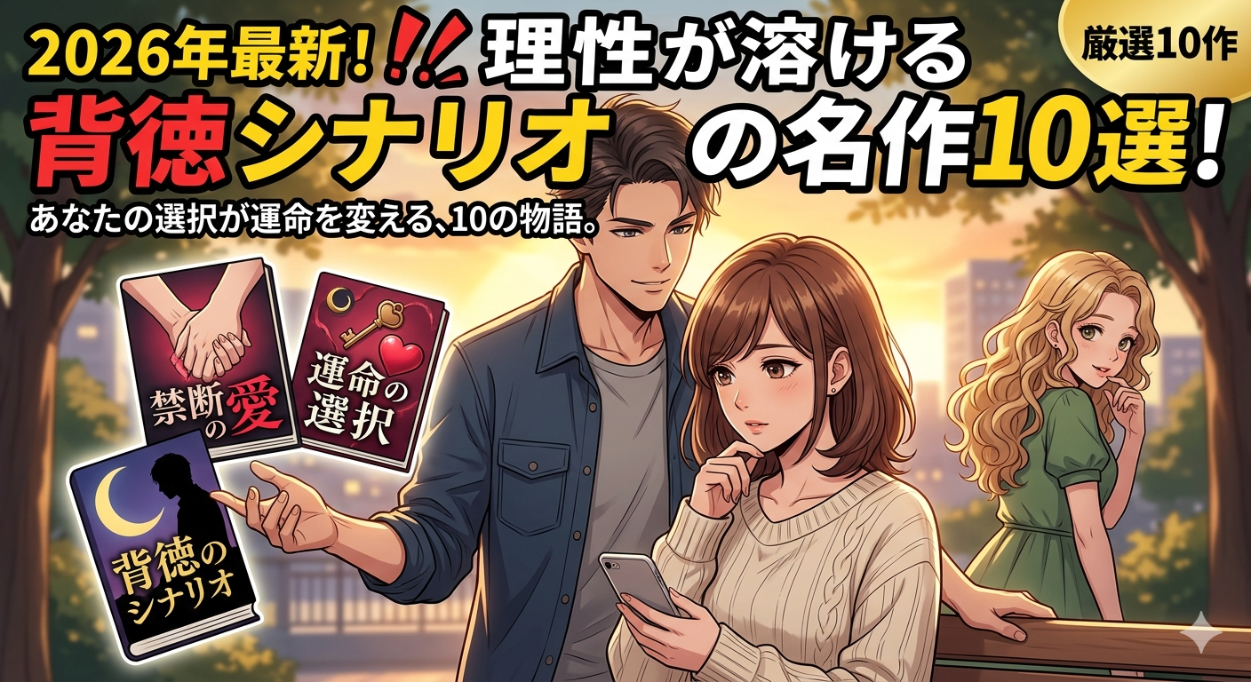 2026年最新の寝取り・背徳エロゲおすすめ名作10選の紹介まとめ画像。理性が溶ける背徳シナリオやNTR、人妻・熟女属性の人気作品をエロゲ歴10年の管理人が厳選レビュー。